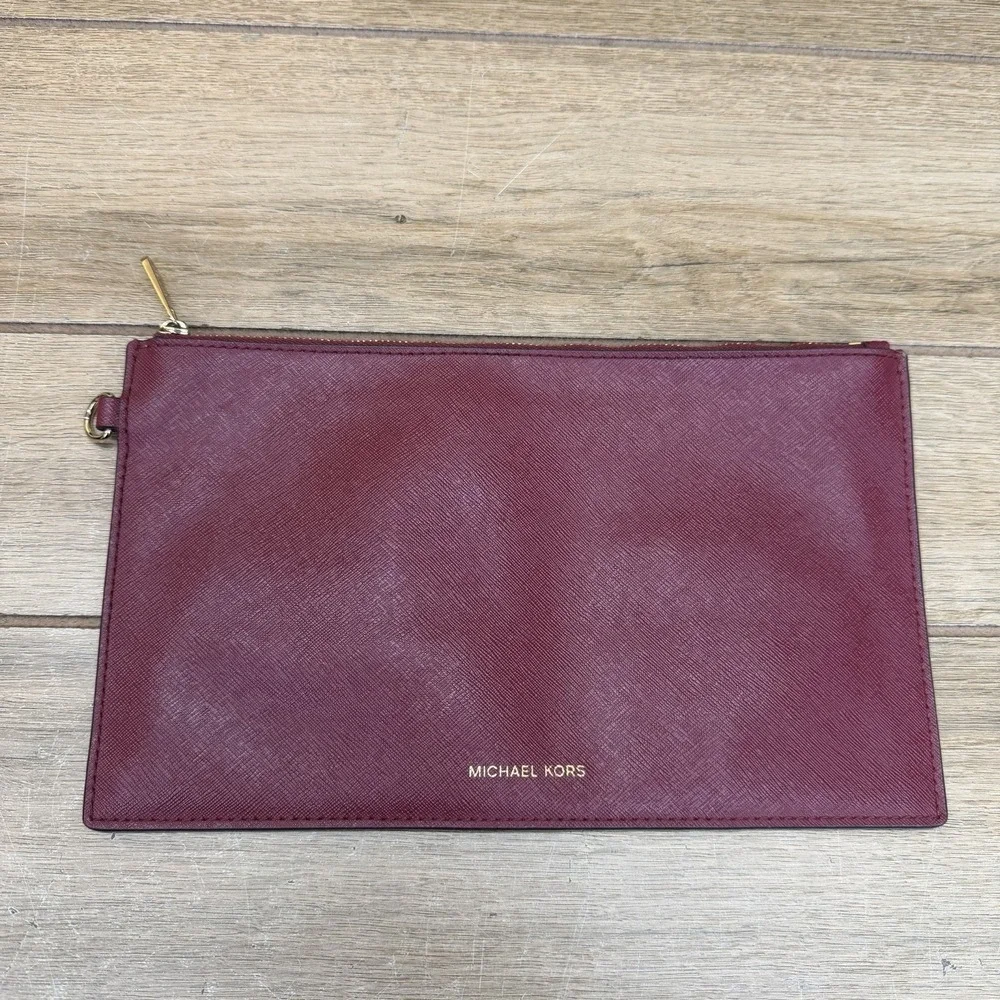 Michael Kors Large Jet Set Travel Pouch Merlot Burgundy Red